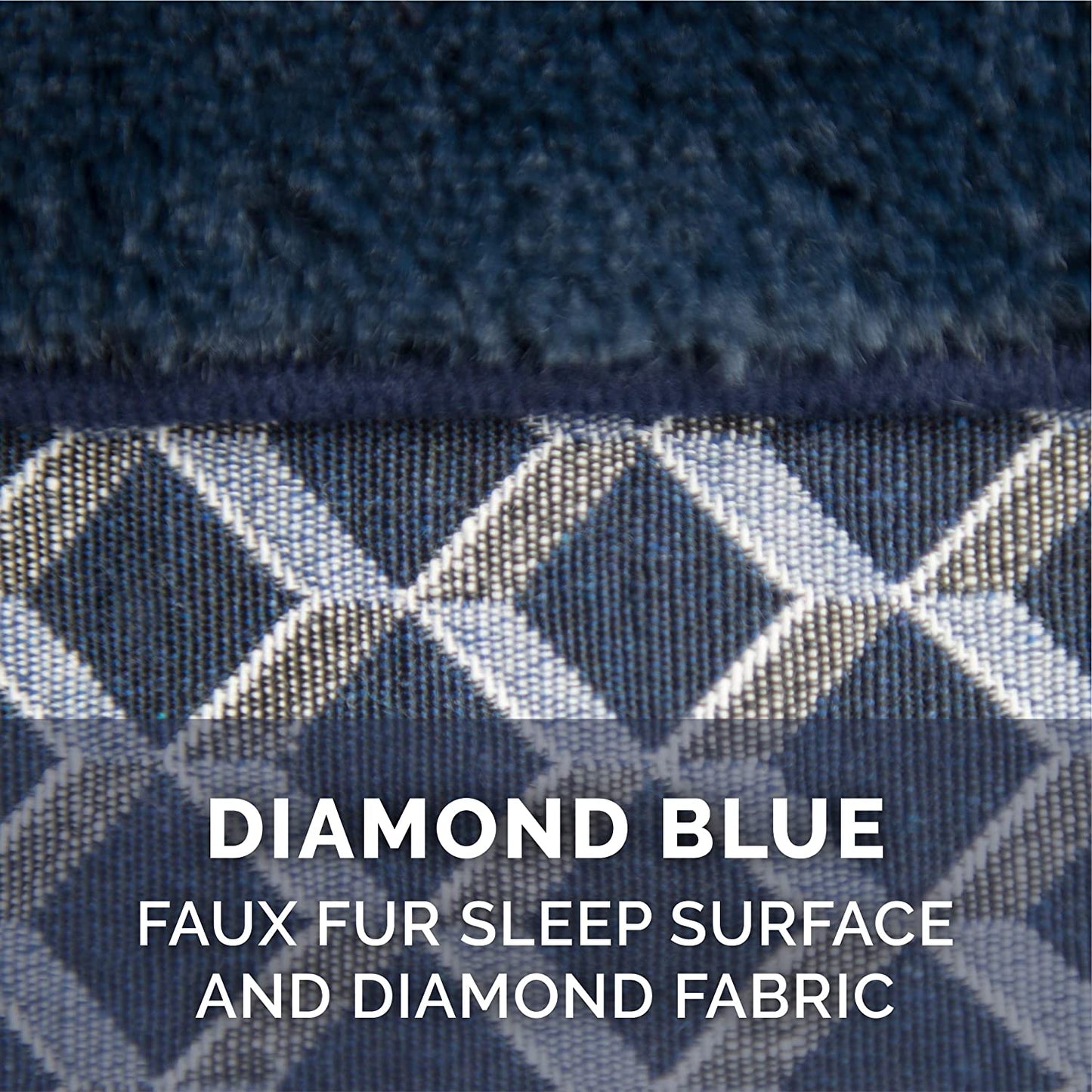Memory Foam Dog Bed with Removable Bolsters and Washable Cover for Medium and Small Dogs up to 35 lbs - Plush Woven Design in Diamond Blue, Medium Size