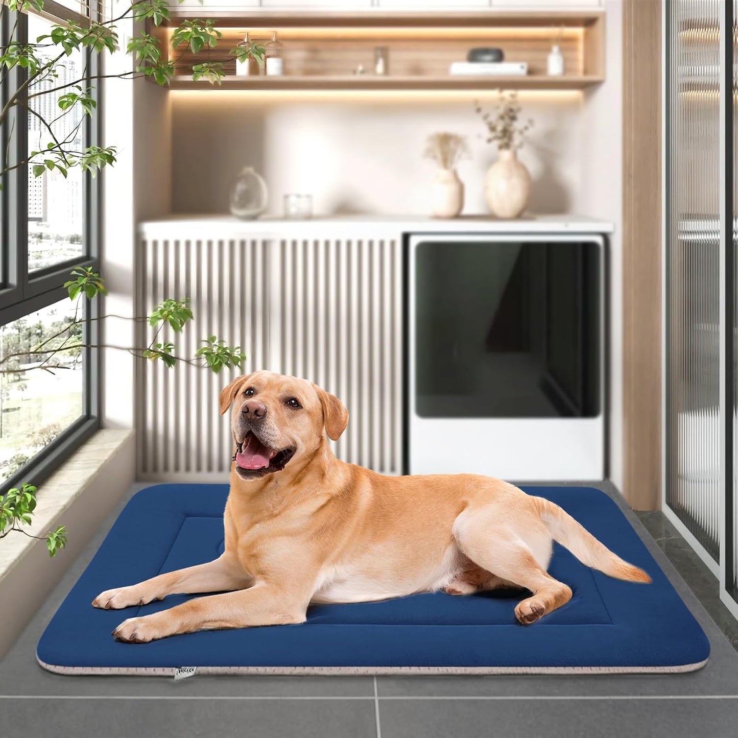 Large Non-Slip Washable Dog Bed Crate Mat - 42-inch Soft Mattress Kennel Pad