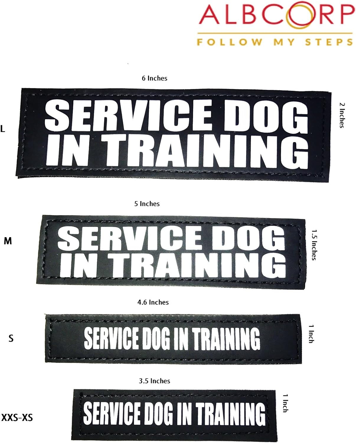 Reflective Service Dog in Training Patches with Hook and Loop Backing for Medium Service Animal Vests and Harnesses (5 x 1.5 Inches)