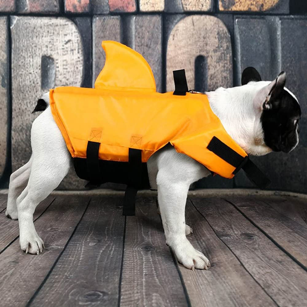 Dog Life Jacket - Adjustable Pet Swimming Vest for Short-Nosed Breeds (Pug, Bulldog, Poodle, Bull Terrier) - Medium, Orange