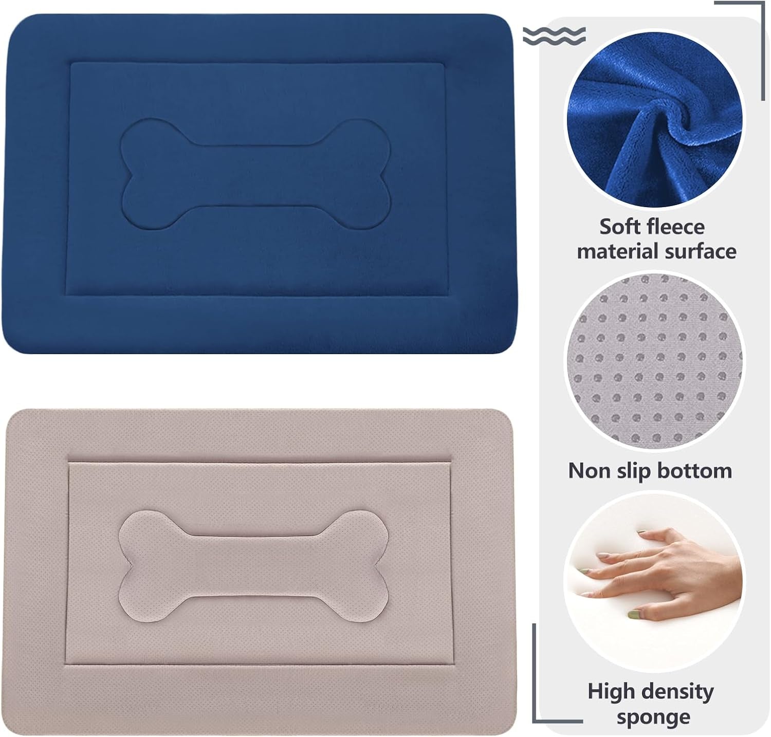 Large Non-Slip Washable Dog Bed Crate Mat - 42-inch Soft Mattress Kennel Pad