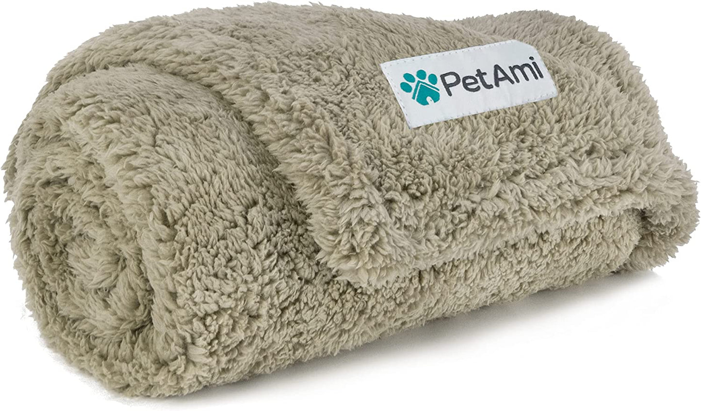 Premium Waterproof Dog Blanket for Small to Medium Breeds, Soft Sherpa Throw for Couch Protection, Reversible Plush Bed Blanket for Cats and Puppies, Washable Pet Pad (Taupe Camel, 24"x32")