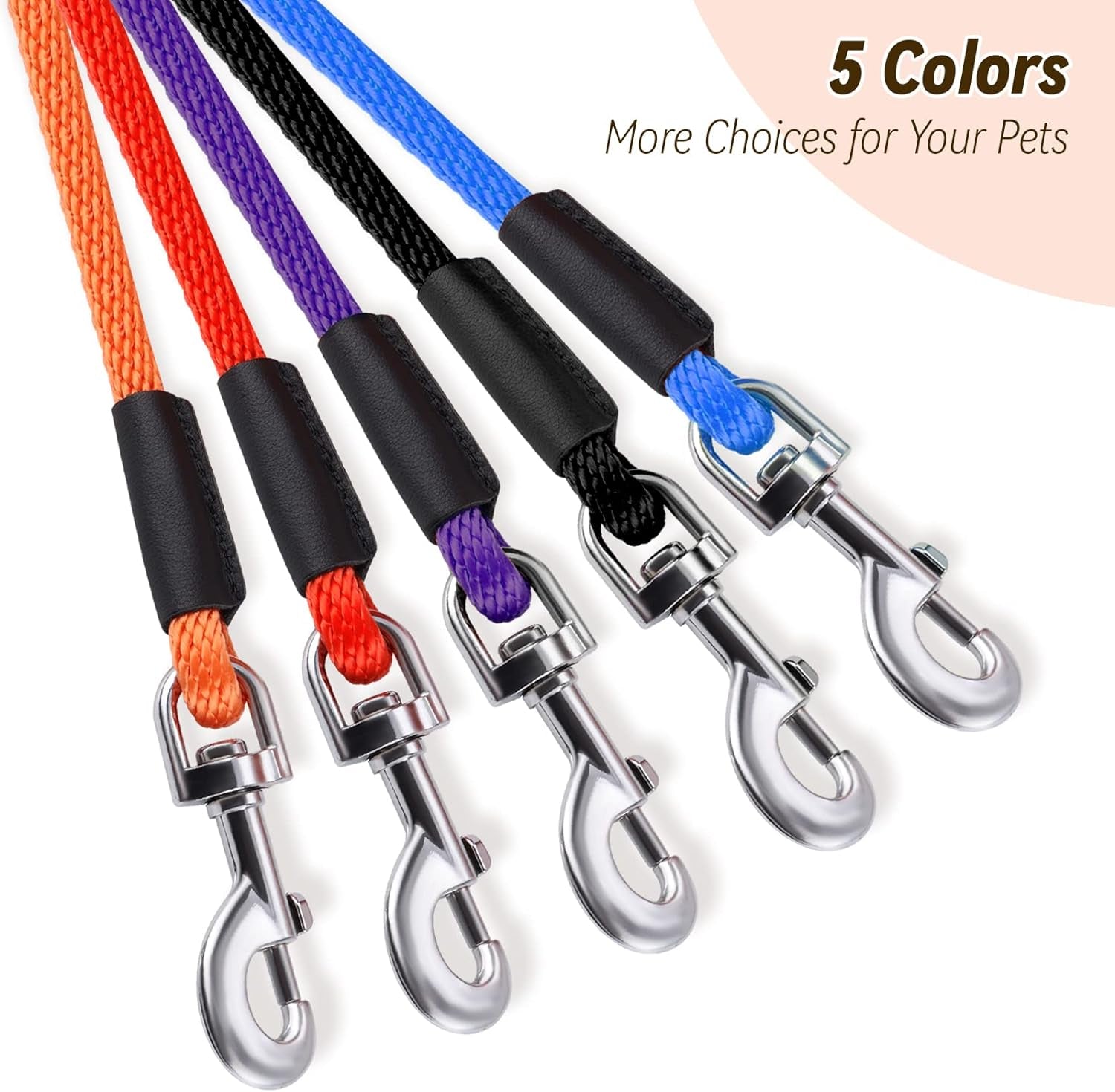 Heavy-Duty Check Cord Dog Leash with Comfortable Handle - Long Lead Training and Tracking Line for Small, Medium, and Large Dogs (Available in 10ft, 15ft, 30ft, and 50ft)
