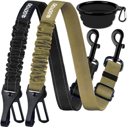2-Pack Adjustable Heavy-Duty Dog Seat Belts - Multi-Functional Elastic Reflective Car Harness for Pets
