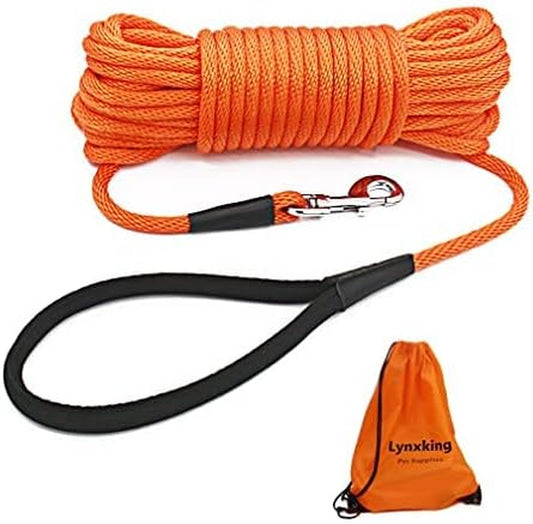 Heavy-Duty Check Cord Dog Leash with Comfortable Handle - Long Lead Training and Tracking Line for Small, Medium, and Large Dogs (Available in 10ft, 15ft, 30ft, and 50ft)