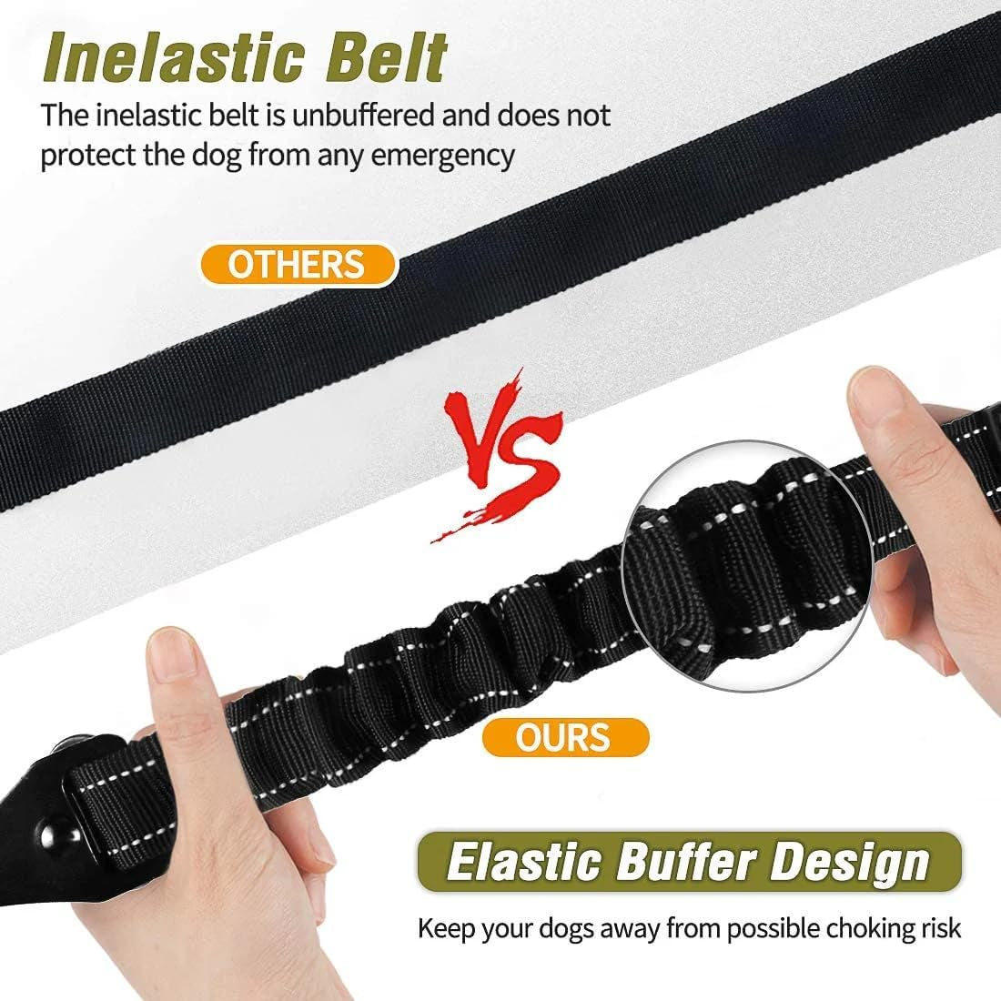 2-Pack Adjustable Heavy-Duty Dog Seat Belts - Multi-Functional Elastic Reflective Car Harness for Pets