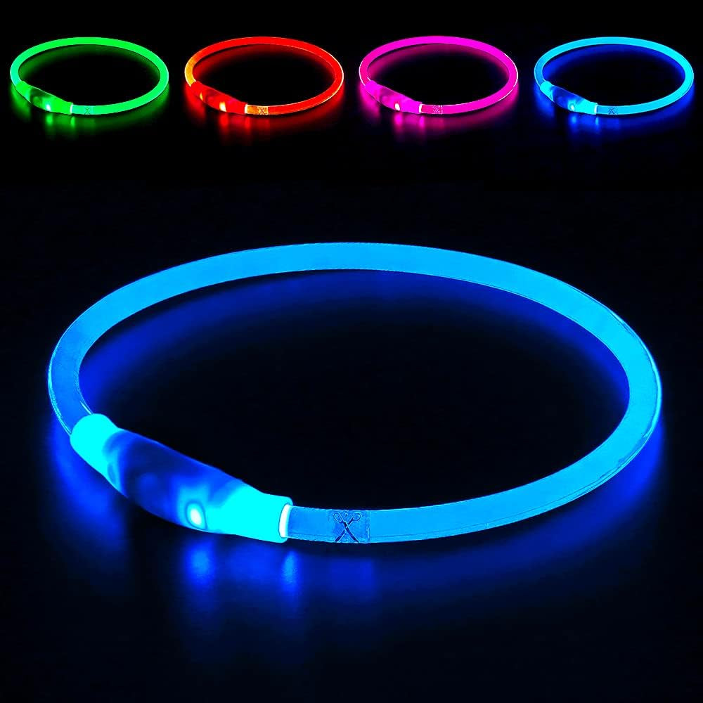 USB Rechargeable LED Dog Collar - Enhanced Night Visibility for Small, Medium, and Large Dogs (Blue)