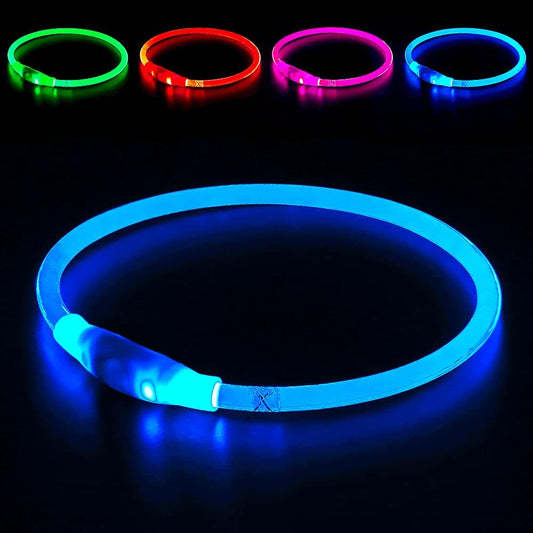 USB Rechargeable LED Dog Collar - Enhanced Night Visibility for Small, Medium, and Large Dogs (Blue)