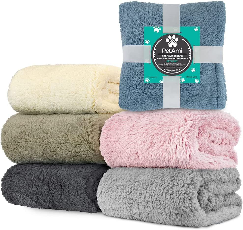 Premium Waterproof Dog Blanket for Small to Medium Breeds, Soft Sherpa Throw for Couch Protection, Reversible Plush Bed Blanket for Cats and Puppies, Washable Pet Pad (Taupe Camel, 24"x32")