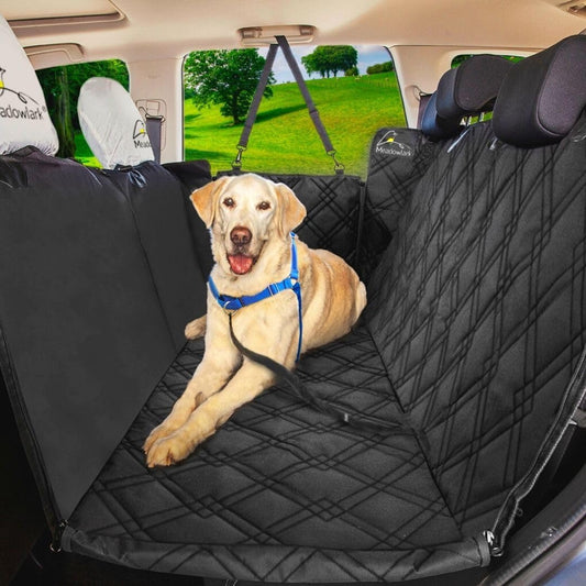 Premium Dog Seat Cover with Comprehensive Car Protection - Includes Door, Headrest, and Backseat Coverage, Extra Durable Zippered Side Flap, Waterproof Design, Seat Belt, and 2 Headrest Protectors, Model I0113671