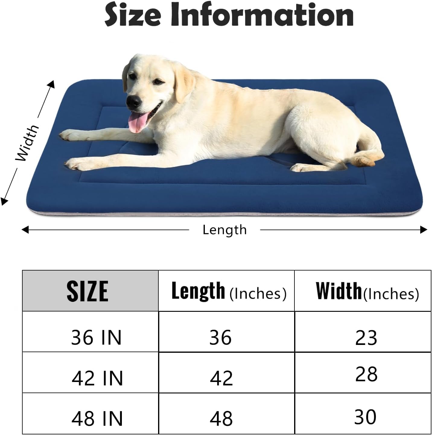 Large Non-Slip Washable Dog Bed Crate Mat - 42-inch Soft Mattress Kennel Pad