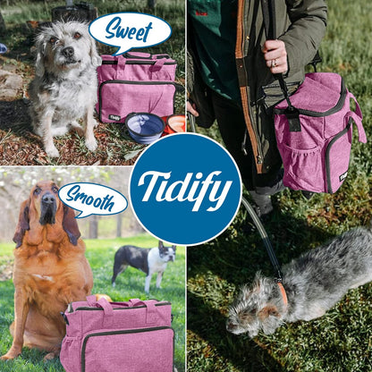 Airline-Approved Dog Travel Bag with Multi-Function Pockets, Food Containers, and Collapsible Bowls - Weekend Travel Tote for Pets (Pink)