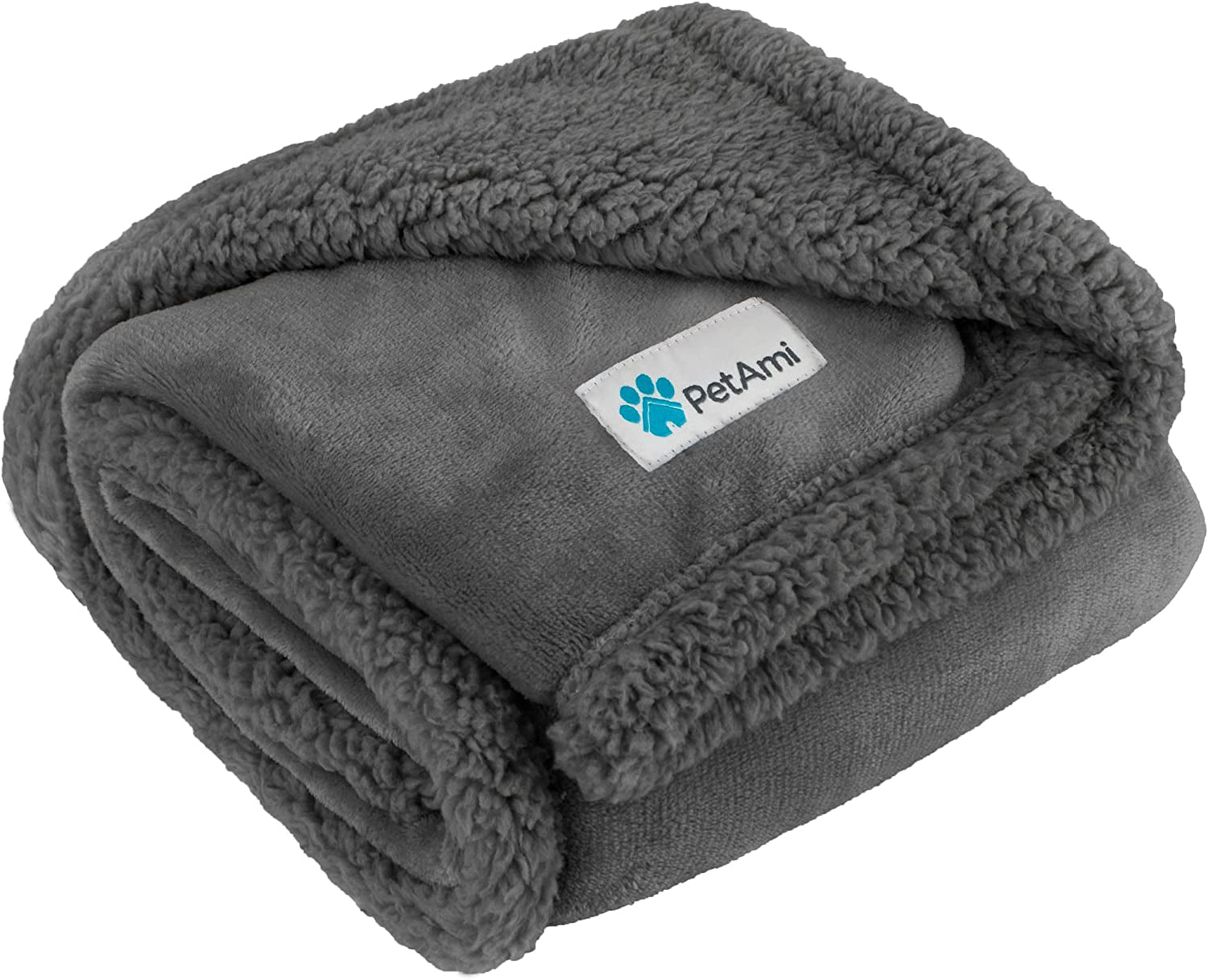 Extra Large Dog Blanket for Bed - Soft Reversible Fleece Protector for Furniture, Couch, Car, and Kennel - Plush Sherpa Cat Throw - Washable Twin Size 60x80 in Solid Dark Gray