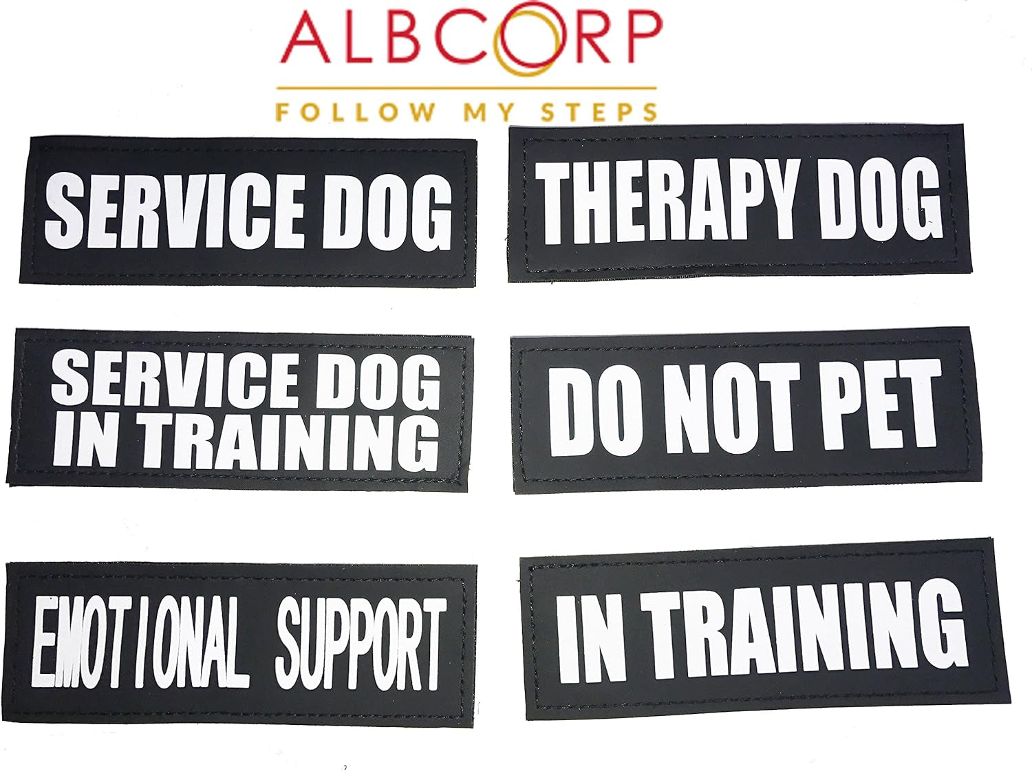 Reflective Service Dog in Training Patches with Hook and Loop Backing for Medium Service Animal Vests and Harnesses (5 x 1.5 Inches)