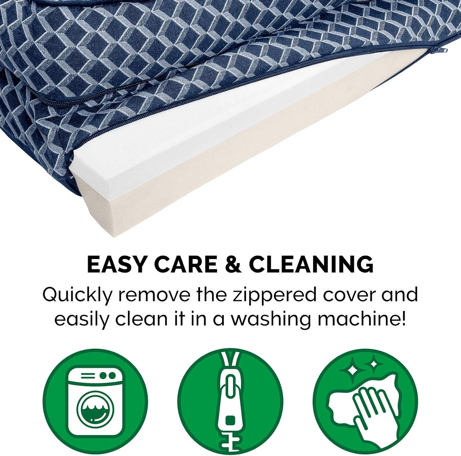 Memory Foam Dog Bed with Removable Bolsters and Washable Cover for Medium and Small Dogs up to 35 lbs - Plush Woven Design in Diamond Blue, Medium Size