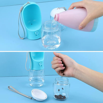 Portable Leak-Proof Dog Water Bottle with Drinking Feeder for Travel - 19oz New Version