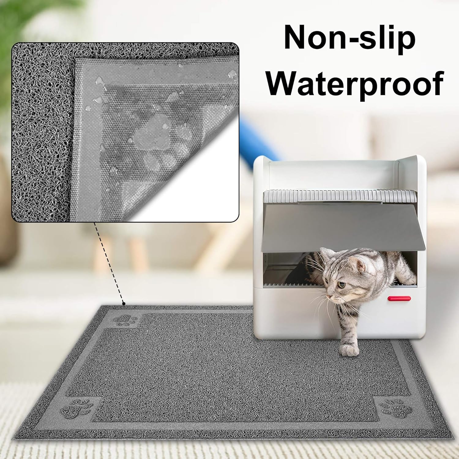 Large Cat Litter Mat Trapper 35" x 23" - Effective Litter Control and Soft on Sensitive Paws, Easy to Clean
