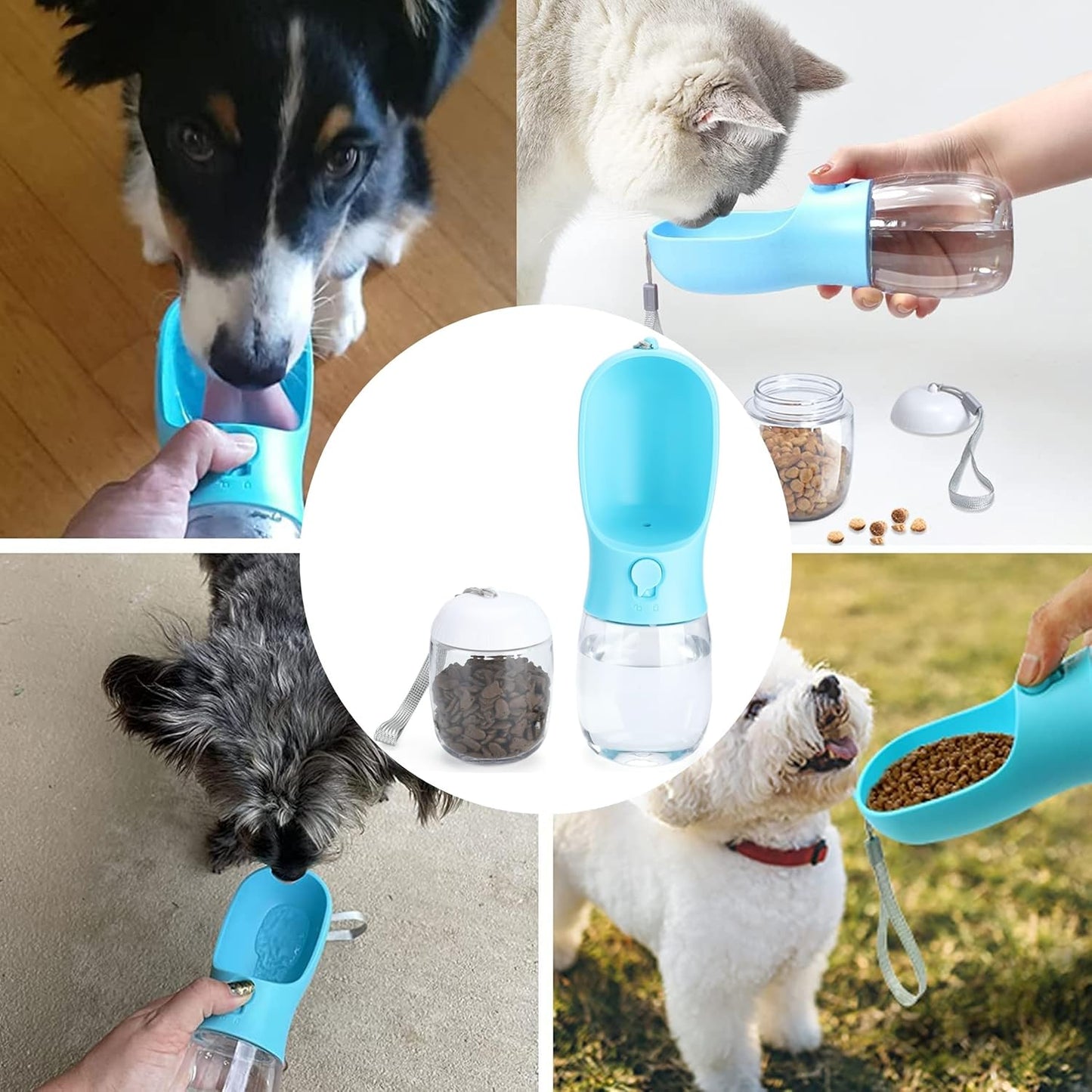 Portable Leak-Proof Dog Water Bottle with Drinking Feeder for Travel - 19oz New Version