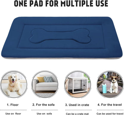 Large Non-Slip Washable Dog Bed Crate Mat - 42-inch Soft Mattress Kennel Pad
