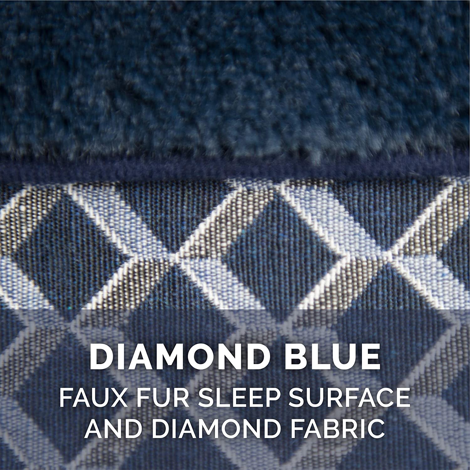 Memory Foam Dog Bed with Removable Bolsters and Washable Cover for Medium and Small Dogs up to 35 lbs - Plush Woven Design in Diamond Blue, Medium Size