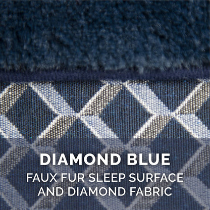 Memory Foam Dog Bed with Removable Bolsters and Washable Cover for Medium and Small Dogs up to 35 lbs - Plush Woven Design in Diamond Blue, Medium Size