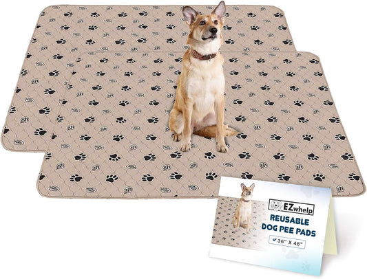Reusable Waterproof Dog Pee Pads - Washable Potty Training and Whelping Mats, 36x48 Inch, Set of 2 with Rounded Corners